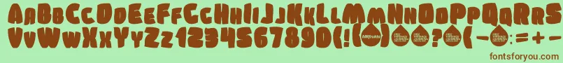 Fonte SumkinTypeface – fontes marrons em um fundo verde