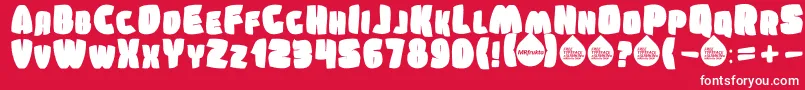 Fonte SumkinTypeface – fontes brancas em um fundo vermelho