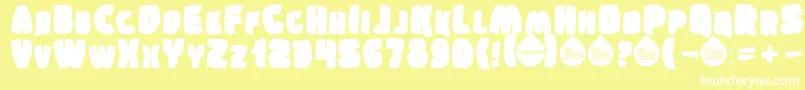 Fonte SumkinTypeface – fontes brancas em um fundo amarelo