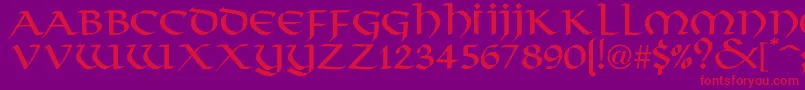 FjordNormal-Schriftart – Rote Schriften auf violettem Hintergrund