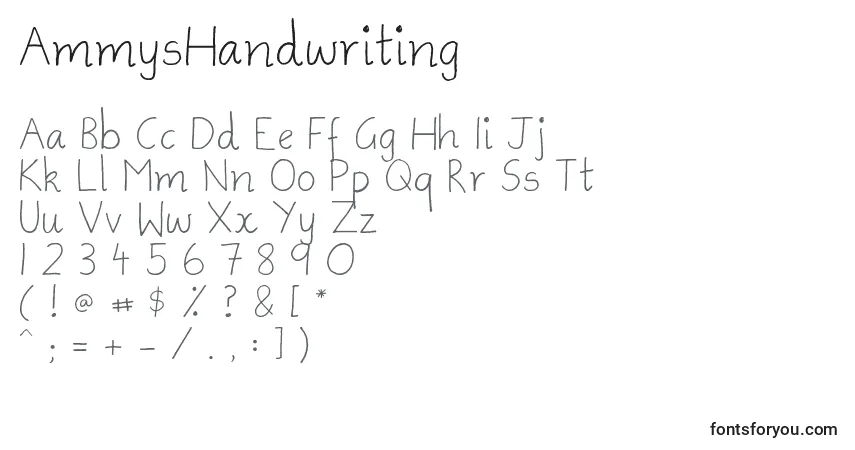 Шрифт AmmysHandwriting – алфавит, цифры, специальные символы