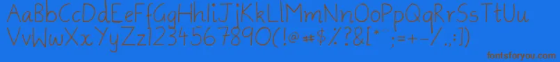 AmmysHandwriting-Schriftart – Braune Schriften auf blauem Hintergrund