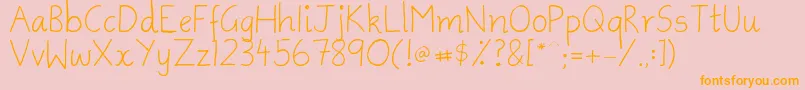 AmmysHandwriting-Schriftart – Orangefarbene Schriften auf rosa Hintergrund