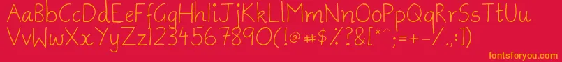 フォントAmmysHandwriting – 赤い背景にオレンジの文字