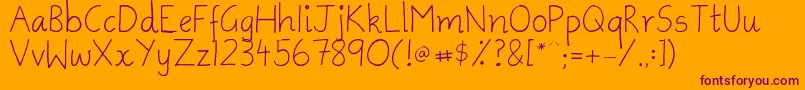 AmmysHandwriting Font – Purple Fonts on Orange Background