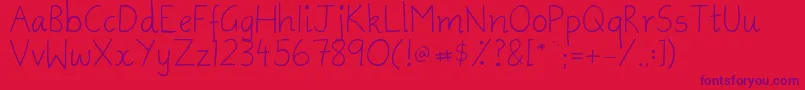 AmmysHandwriting Font – Purple Fonts on Red Background