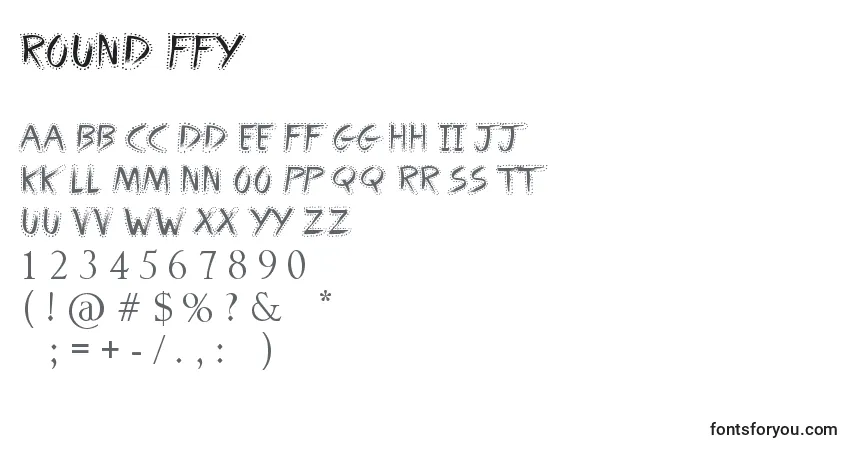 A fonte Round ffy – alfabeto, números, caracteres especiais