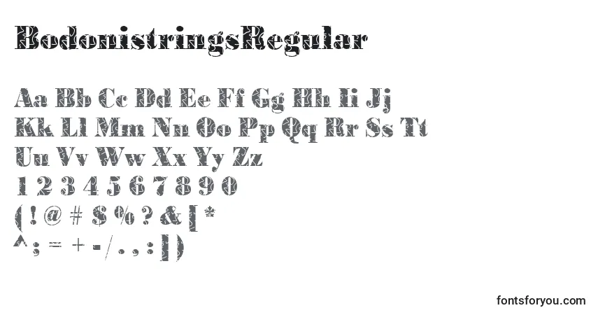 Czcionka BodonistringsRegular – alfabet, cyfry, specjalne znaki