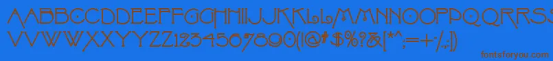 Villaphelomena-Schriftart – Braune Schriften auf blauem Hintergrund