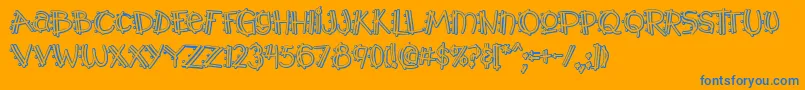 Y2kPopmuzikOutlineAoe Font – Blue Fonts on Orange Background