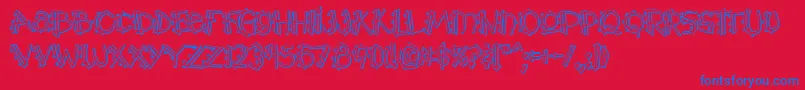 Y2kPopmuzikOutlineAoe Font – Blue Fonts on Red Background