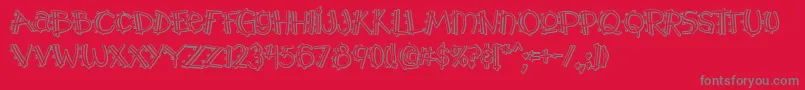 Y2kPopmuzikOutlineAoe Font – Gray Fonts on Red Background