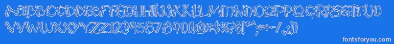 Y2kPopmuzikOutlineAoe Font – Pink Fonts on Blue Background