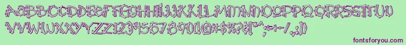 Police Y2kPopmuzikOutlineAoe – polices violettes sur fond vert