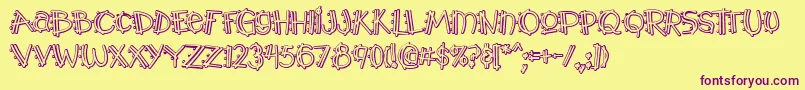 Y2kPopmuzikOutlineAoe Font – Purple Fonts on Yellow Background