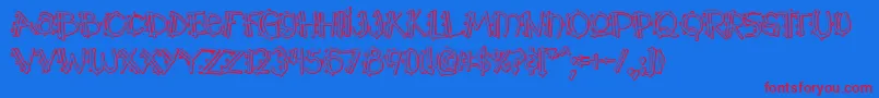 Police Y2kPopmuzikOutlineAoe – polices rouges sur fond bleu