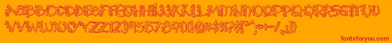 Y2kPopmuzikOutlineAoe Font – Red Fonts on Orange Background