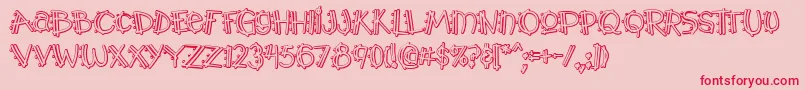 Y2kPopmuzikOutlineAoe Font – Red Fonts on Pink Background