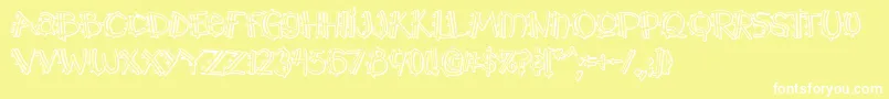 Y2kPopmuzikOutlineAoe Font – White Fonts on Yellow Background