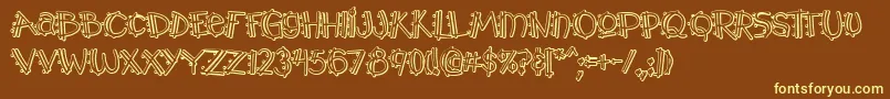 Y2kPopmuzikOutlineAoe Font – Yellow Fonts on Brown Background