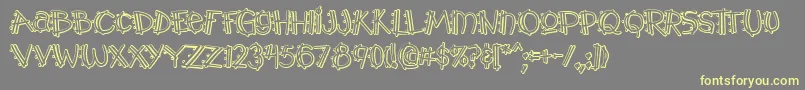 Y2kPopmuzikOutlineAoe Font – Yellow Fonts on Gray Background