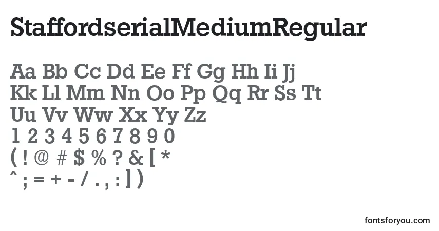 Czcionka StaffordserialMediumRegular – alfabet, cyfry, specjalne znaki