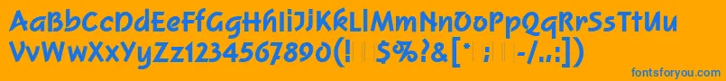 SquireExtraBoldPlain-Schriftart – Blaue Schriften auf orangefarbenem Hintergrund