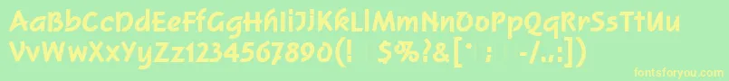 SquireExtraBoldPlain-Schriftart – Gelbe Schriften auf grünem Hintergrund