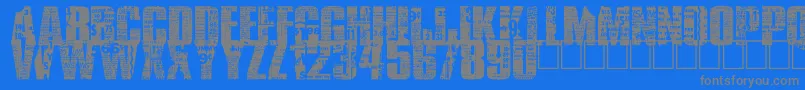 フォントBuyMore – 青い背景に灰色の文字