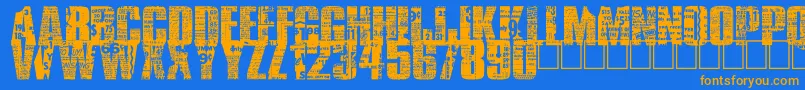 BuyMore Font – Orange Fonts on Blue Background