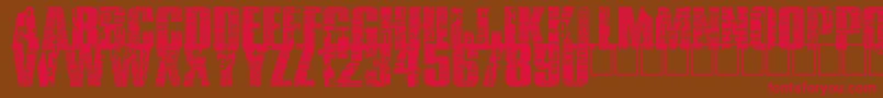 BuyMore-Schriftart – Rote Schriften auf braunem Hintergrund