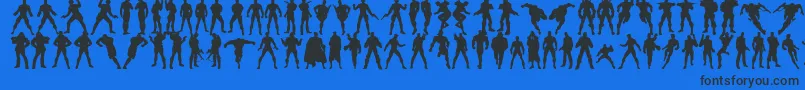 Czcionka Actionmen11 – czarne czcionki na niebieskim tle