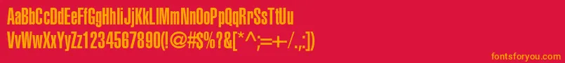 フォントHelveticaLtUltraCompressed – 赤い背景にオレンジの文字