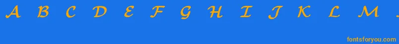 フォントEuclidMathOneBold – オレンジ色の文字が青い背景にあります。