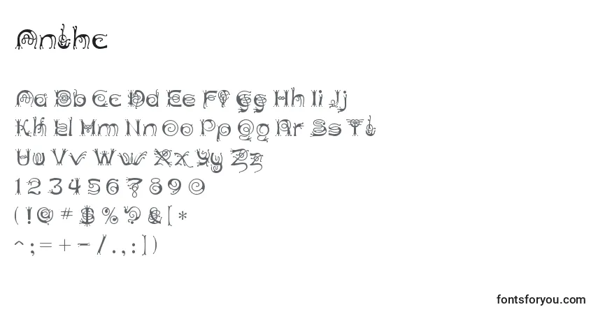 Шрифт Anthc – алфавит, цифры, специальные символы