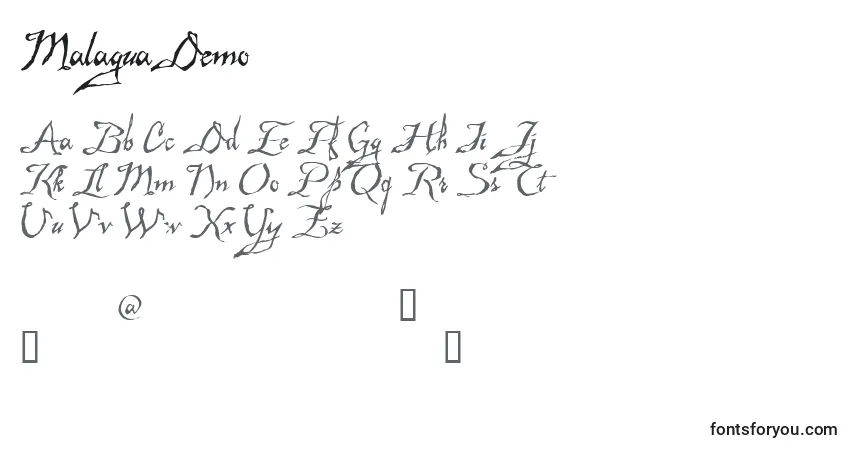 Schriftart MalaguaDemo – Alphabet, Zahlen, spezielle Symbole
