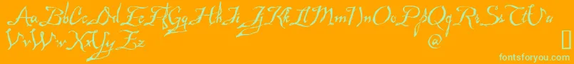 MalaguaDemo-Schriftart – Grüne Schriften auf orangefarbenem Hintergrund