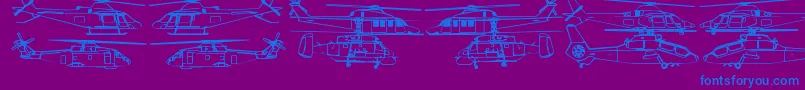 Hellocopters2b Font – Blue Fonts on Purple Background