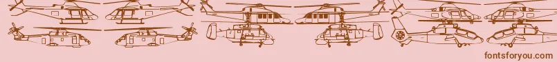 Hellocopters2b Font – Brown Fonts on Pink Background