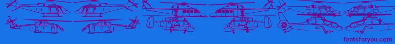 Fonte Hellocopters2b – fontes roxas em um fundo azul