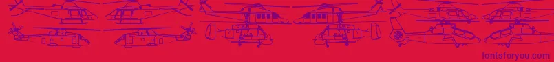 Hellocopters2b Font – Purple Fonts on Red Background
