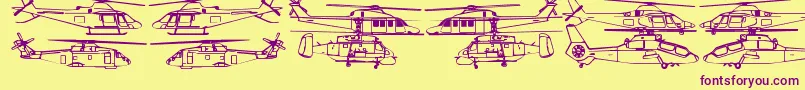 Hellocopters2b Font – Purple Fonts on Yellow Background