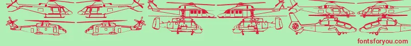 Hellocopters2b Font – Red Fonts on Green Background
