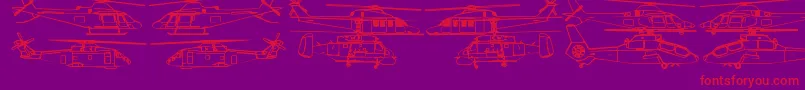 Hellocopters2b Font – Red Fonts on Purple Background