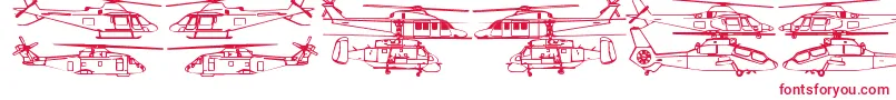 Hellocopters2b Font – Red Fonts on White Background