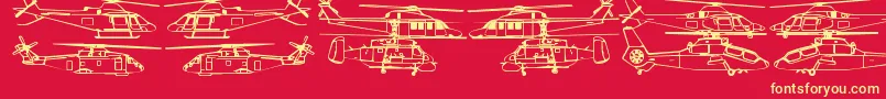 Hellocopters2b Font – Yellow Fonts on Red Background