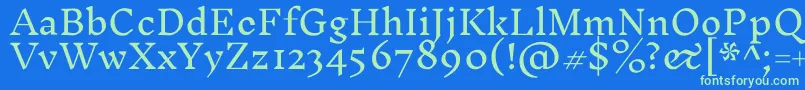 InknutantiquaLight Font – Green Fonts on Blue Background