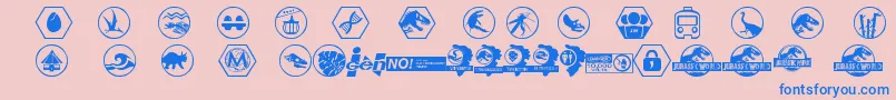 Fonte JurassicWorld – fontes azuis em um fundo rosa