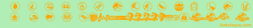 Czcionka JurassicWorld – pomarańczowe czcionki na zielonym tle