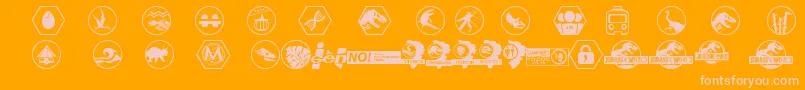 Police JurassicWorld – polices roses sur fond orange
